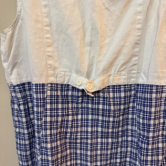 Carolina Bay Plus Mini Dress Womens 20 Blue White Plaid Cotton Henley Neck - Picture 9 of 10
